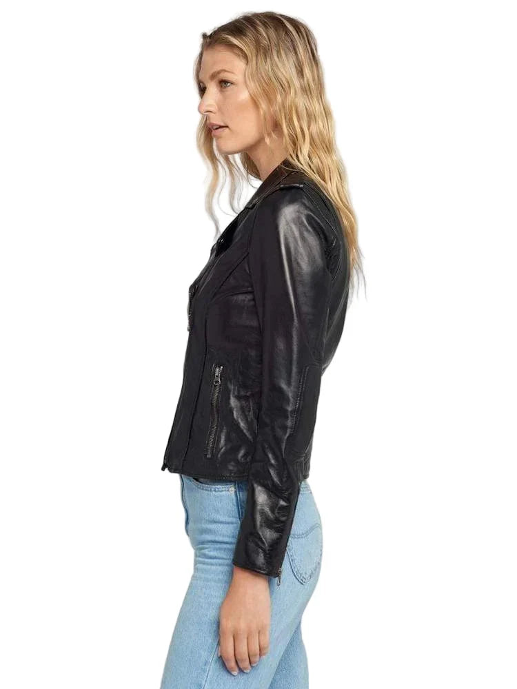 Ella Biker Asymmetrical Leather Jacket for Women
