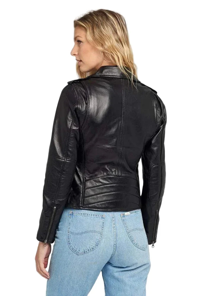 Ella Biker Asymmetrical Leather Jacket for Women