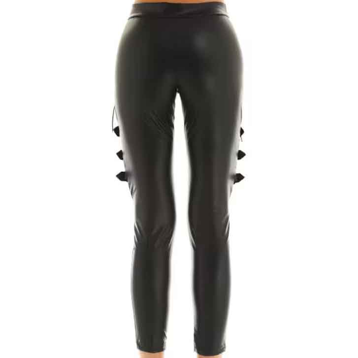 Women Biker Leather Pants With Buckles