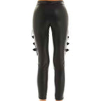 Women Biker Leather Pants With Buckles