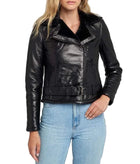 Black Shearling Jacket Womens With Fur Lining