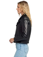 Black Shearling Jacket Womens With Fur Lining
