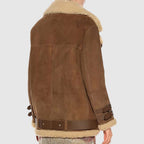 Women Brown Suede Shearling Jacket