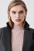 Women's Black Formal Leather Trench Coat