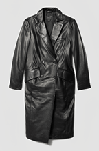 Women's Black Formal Leather Trench Coat