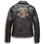 Women Harley Davidson Distressed Leather Biker Jacket