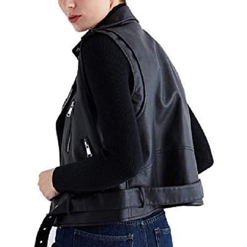 Women Motorcycle Biker Leather Vest