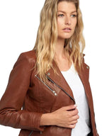 Casual Liza Brown Leather Jacket Womens