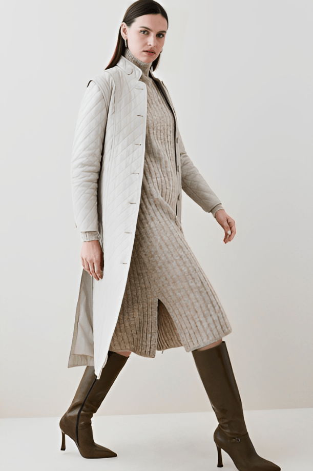 Women's Off-White Quilted Leather Trench Coat
