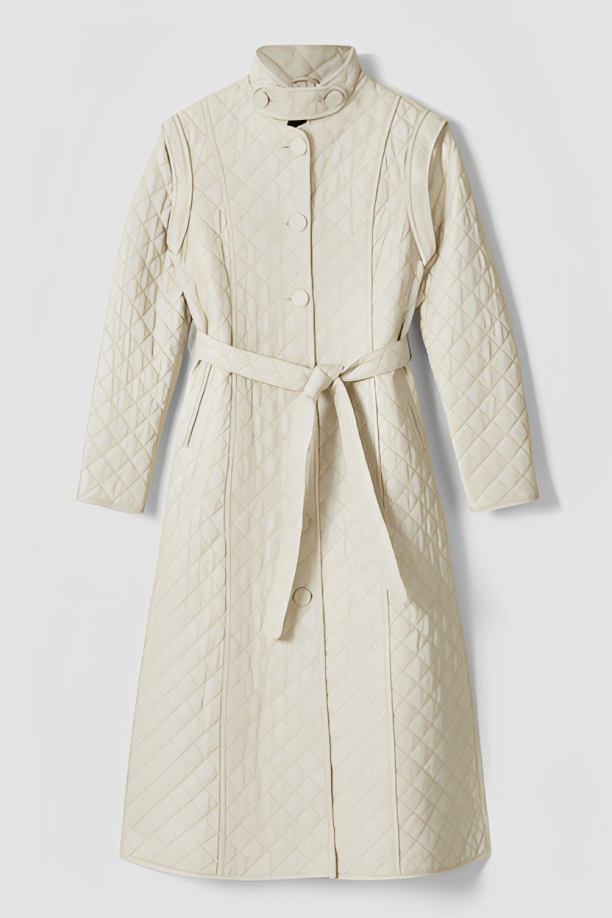 Women's Off-White Quilted Leather Trench Coat