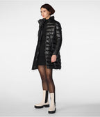 Women's Black Quilted Puffer Coat with Hood