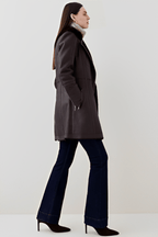 Women's Dark Brown Shearling Leather Coat with Elegant Design