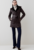 Women's Dark Brown Shearling Leather Coat with Elegant Design