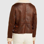 Women Brown Aviator Shearling jacket