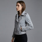 Women's Cropped Suede Moto Jacket