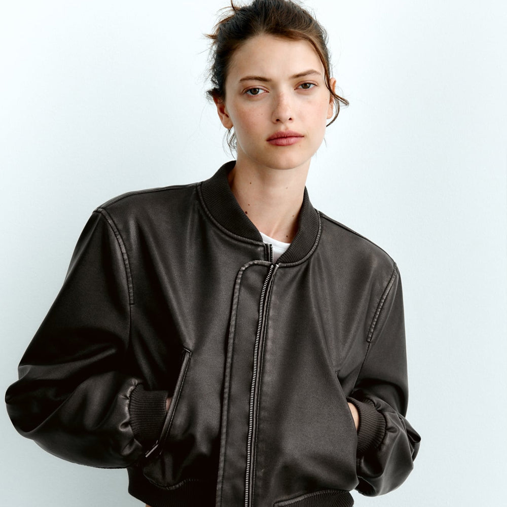 Women's Black A1 Aviator Bomber Jacket - Classic Leather