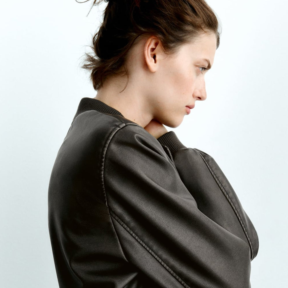 Women's Black A1 Aviator Bomber Jacket - Classic Leather
