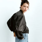 Women's Black A1 Aviator Bomber Jacket - Classic Leather