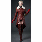 Women Brown Shearling Collar Leather Trench Coat