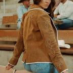 Women Cowboy Suede Jacket in Brown Leather