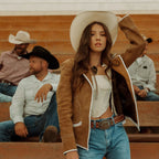 Women Cowboy Suede Jacket in Brown Leather
