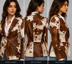 Women Cowhide Leather Hair on Hide Western Coat – Rustic Appeal