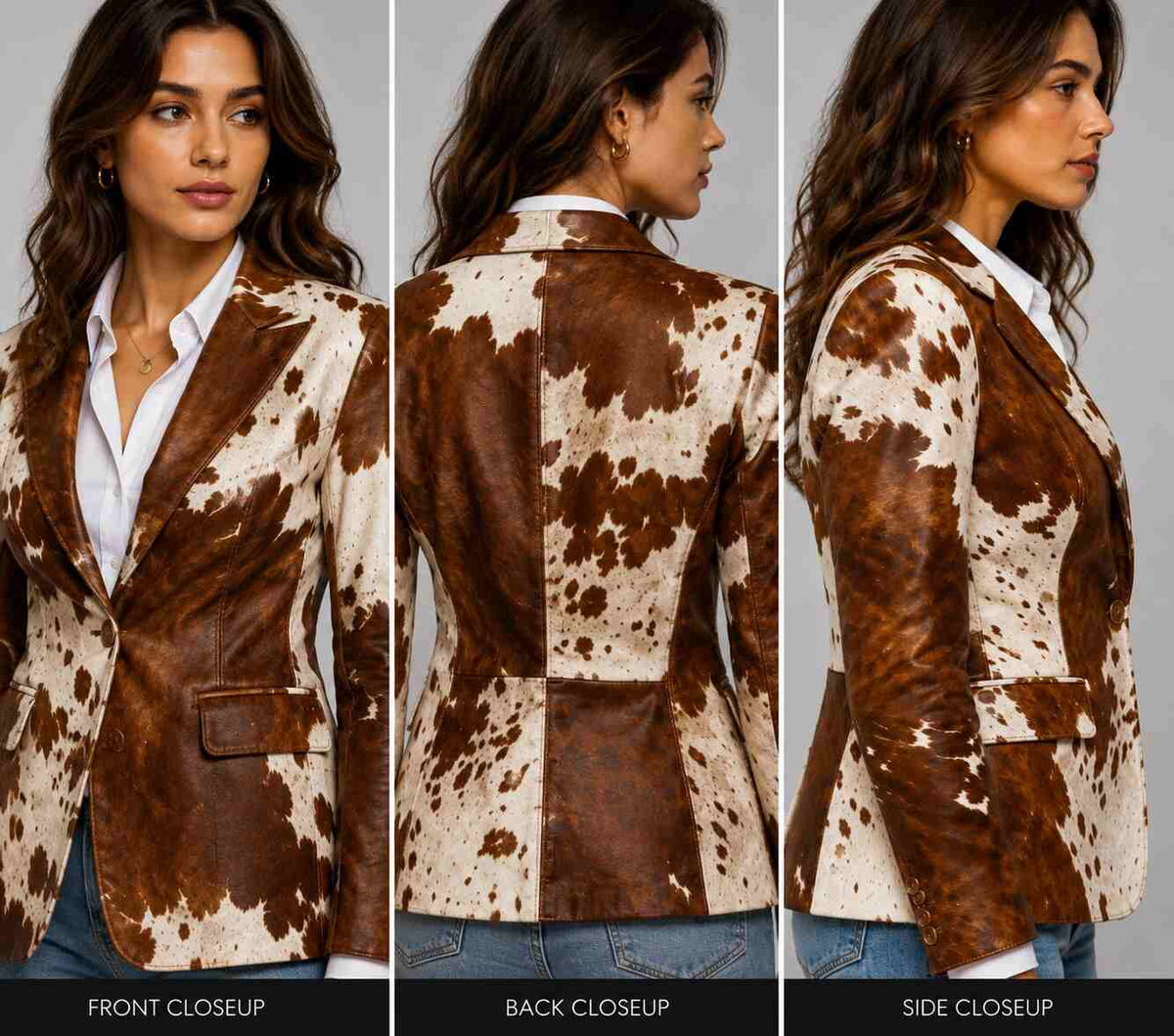 Women Cowhide Leather Hair on Hide Western Coat – Rustic Appeal