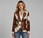 Women Cowhide Leather Hair on Hide Western Coat – Rustic Appeal
