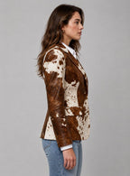 Women Cowhide Leather Hair on Hide Western Coat – Rustic Appeal