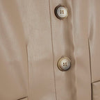 Women Cropped Beige Real Leather Shirt
