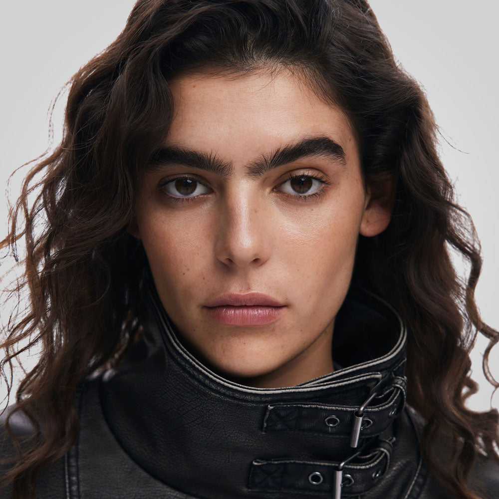 Women Distressed Black Leather Biker Jacket