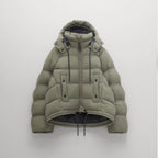 Women's Dull Green Puffer Jacket with Stylish Warmth