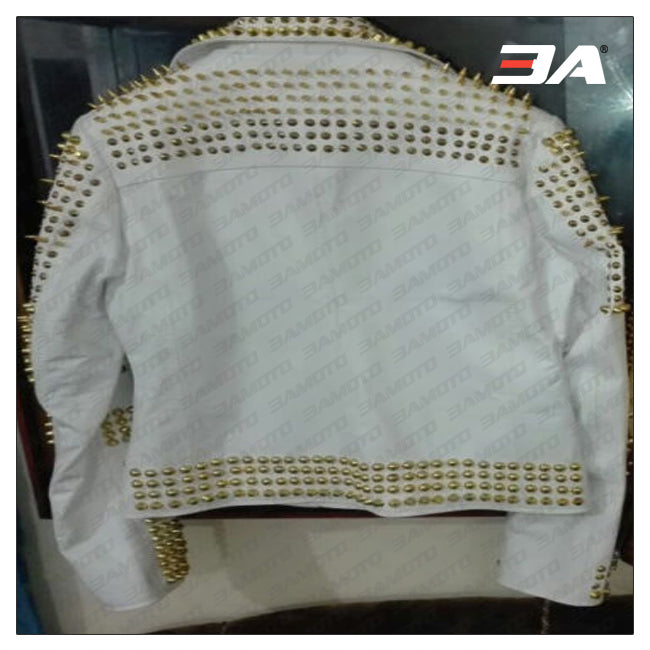 Women Fashion Studded Punk Rock Leather Jacket SJW109