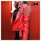 Women Fashion Studded Punk Rock Leather Jacket