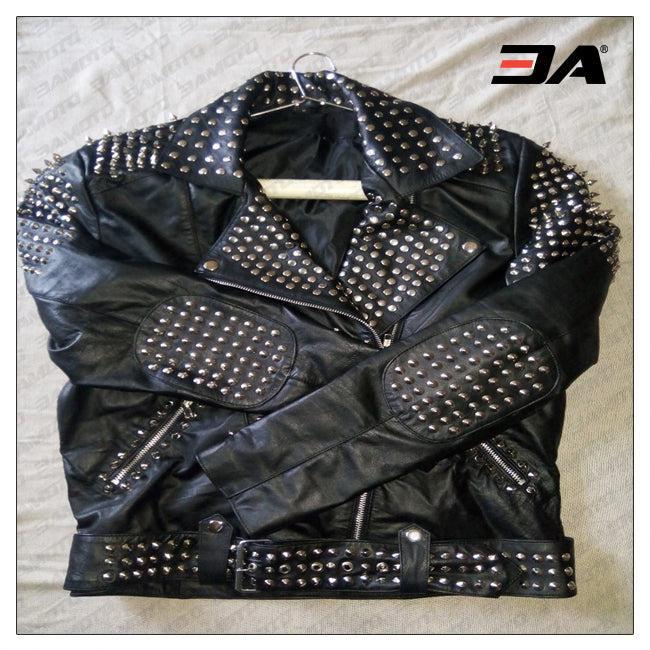 Women Fashion Studded Punk Rock Leather Jacket SJW119