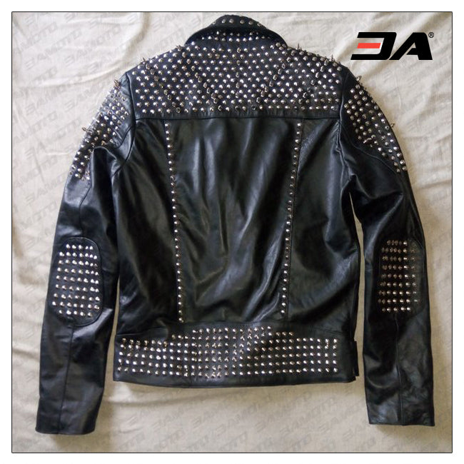 Women Fashion Studded Punk Rock Leather Jacket SJW119