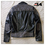Women Fashion Studded Punk Rock Leather Jacket SJW119
