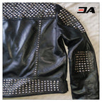 Women Fashion Studded Punk Rock Leather Jacket SJW119