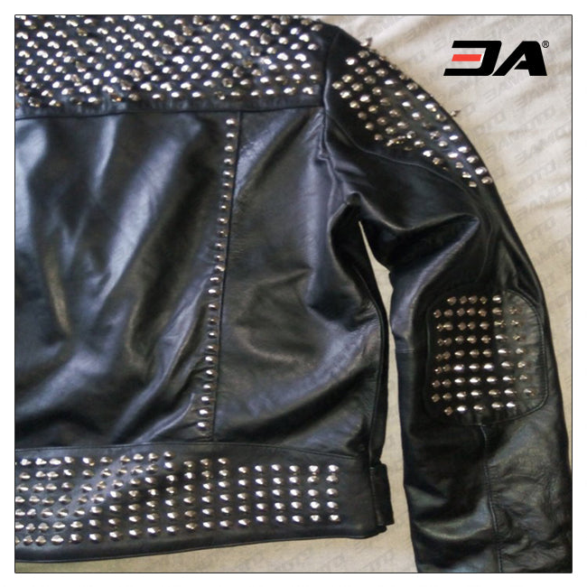 Women Fashion Studded Punk Rock Leather Jacket SJW119