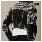 Women Fashion Studded Punk Rock Leather Jacket SJW122