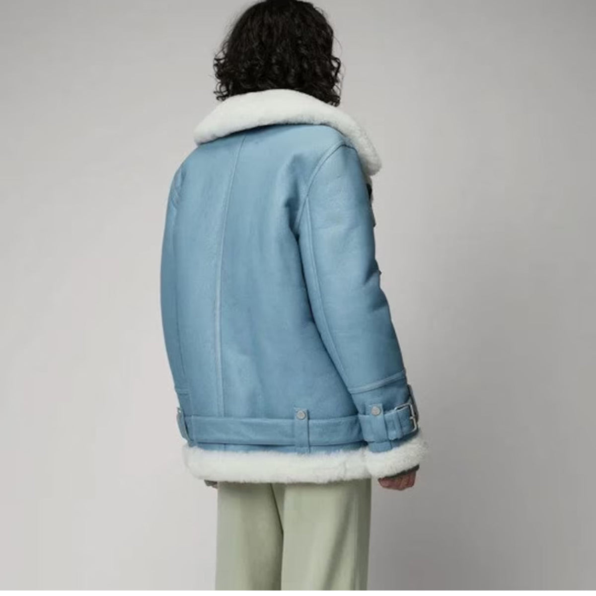 Women Light Blue B3 RAF Aviator Leather Jacket