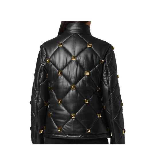 Women Luxury Black leather Bomber Jacket