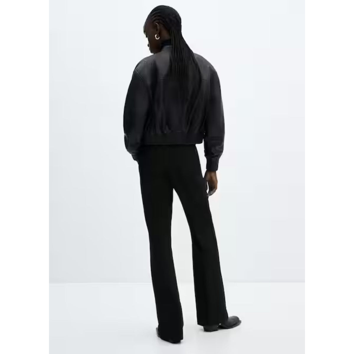 Women New Black Leather bomber jacket