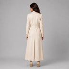 Women Off White Leather Trench Coat – Elegant Appeal