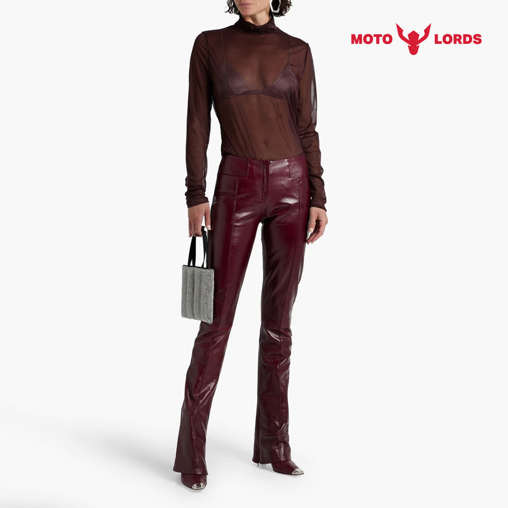Plus Size Red Leather Pants For Women
