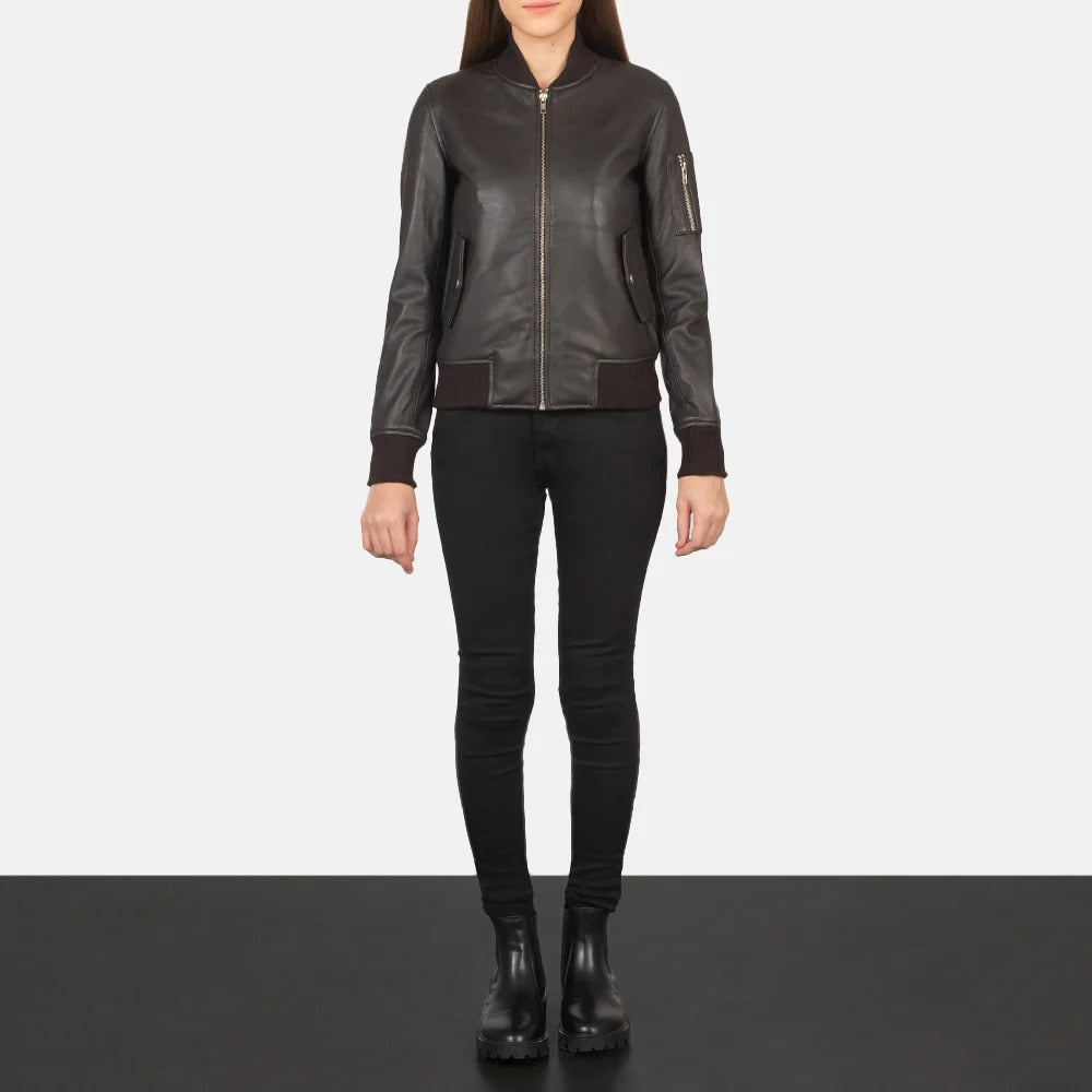 Brown Leather Bomber Jacket – Timeless Edge by Avanzar Leather