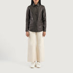 Brown Leather Shirt Jacket by Avanzar Leather