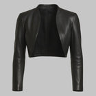 Women Black Cropped Bolero Leather Jacket