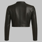 Women Black Cropped Bolero Leather Jacket