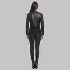 Women Black Cropped Bolero Leather Jacket